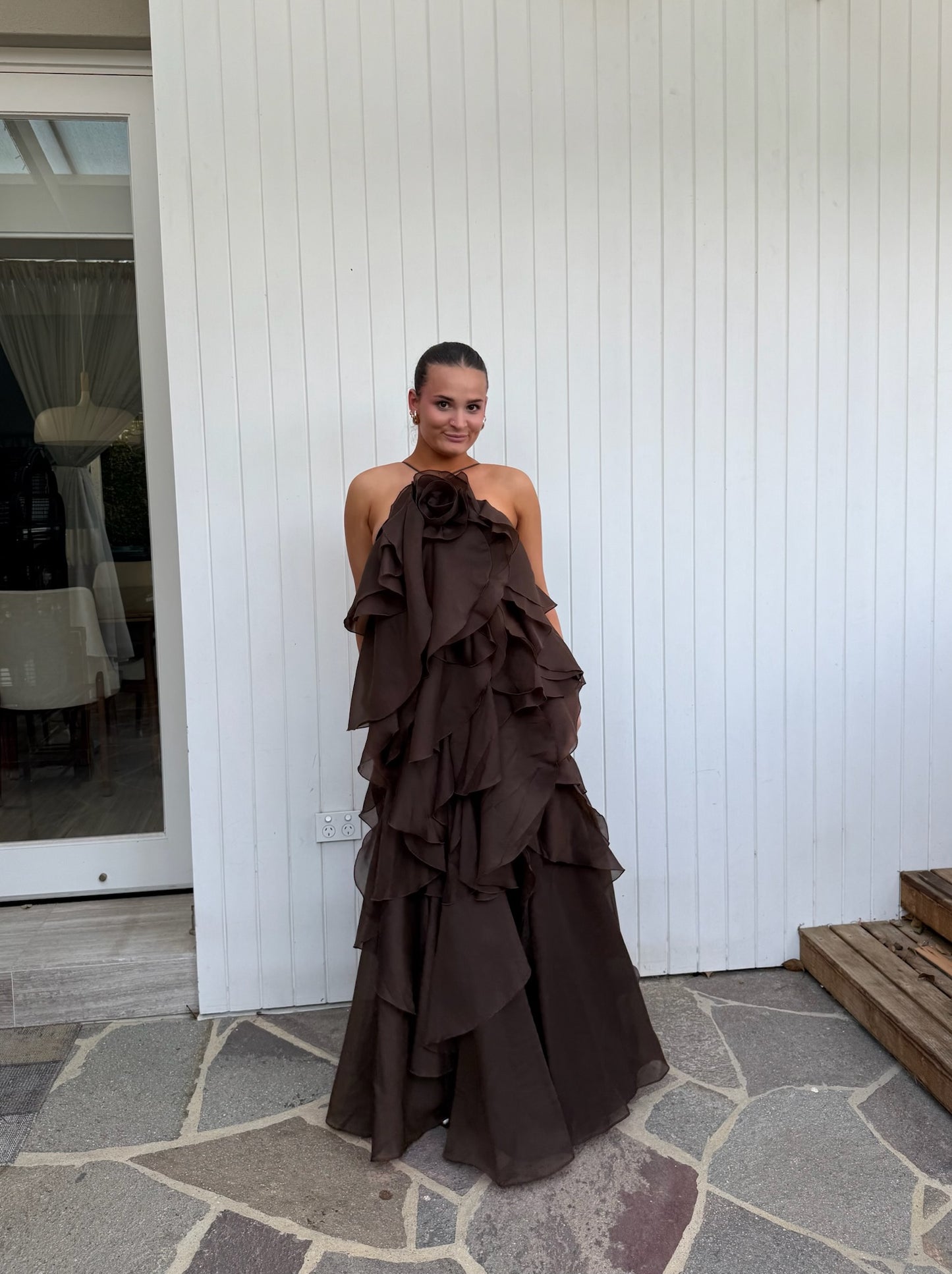 Aje Pandorea Layered Maxi Dress in Brown