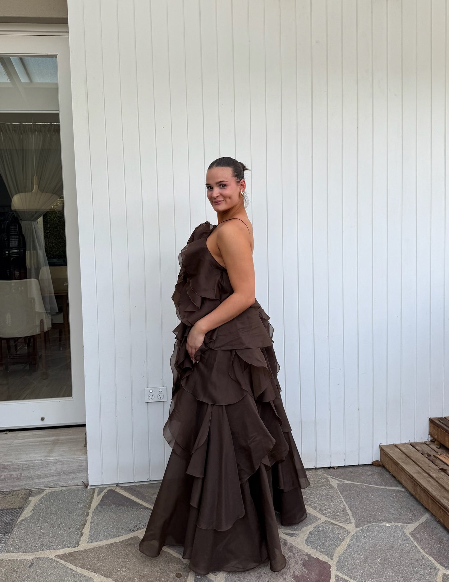 Aje Pandorea Layered Maxi Dress in Brown