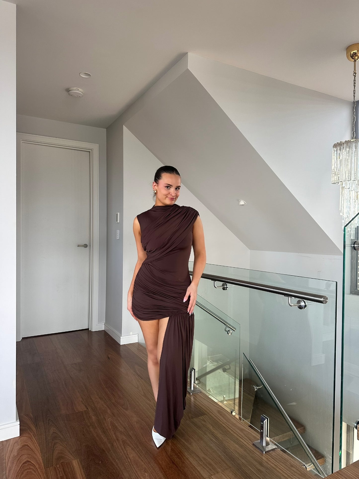 De La Vali Ravenna Mini Dress in Brown