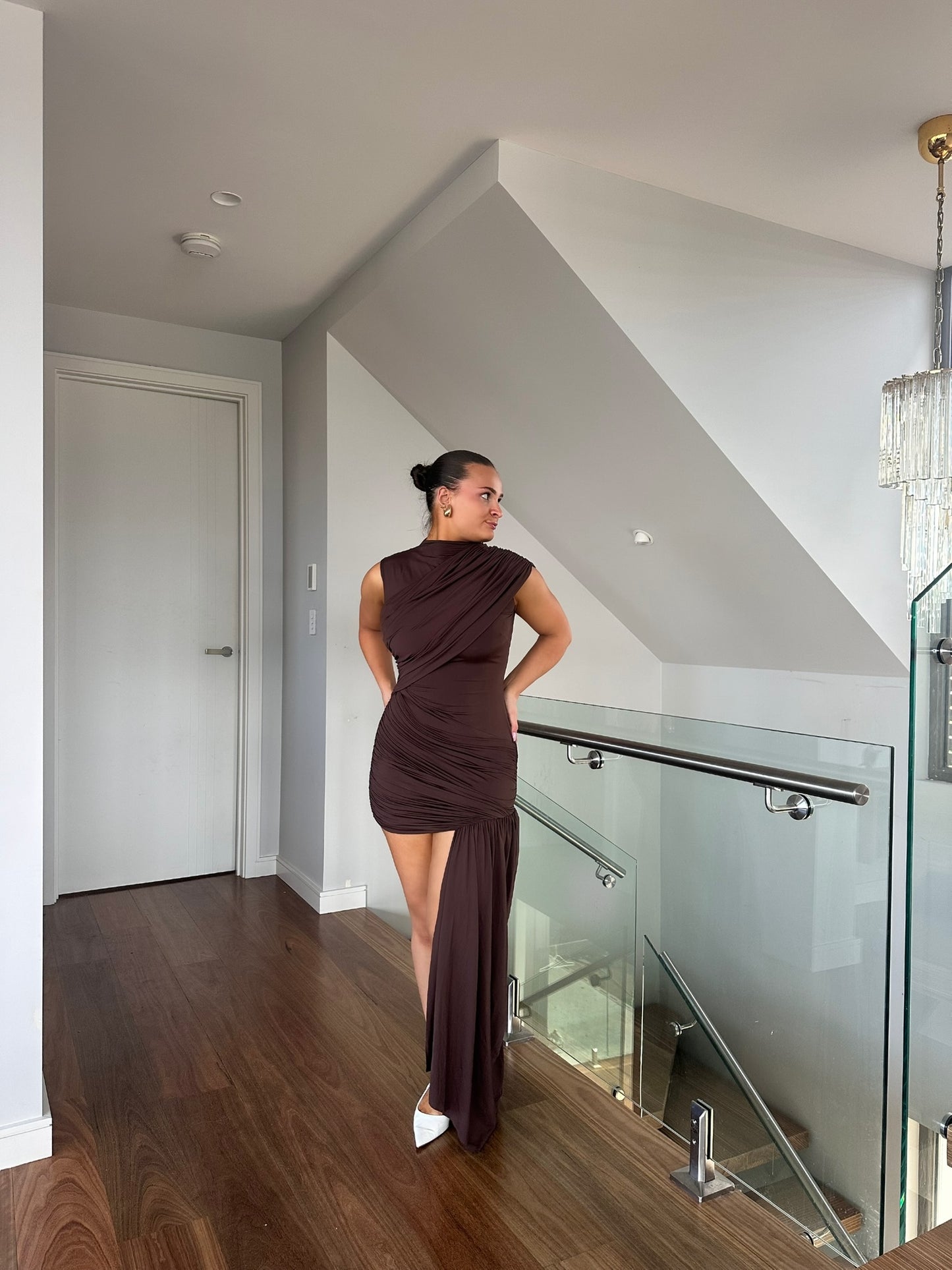 De La Vali Ravenna Mini Dress in Brown