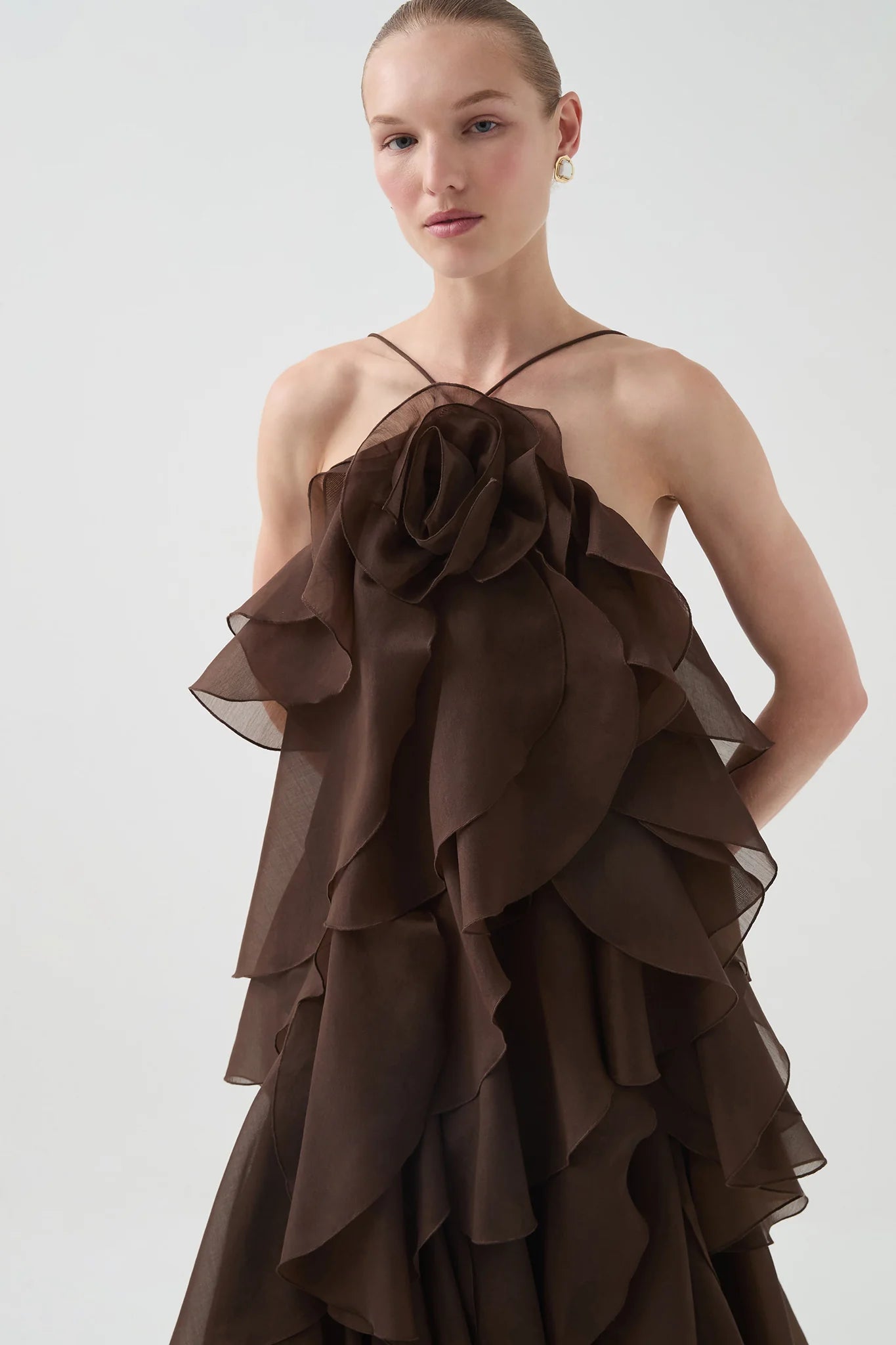 Aje Pandorea Layered Maxi Dress in Brown