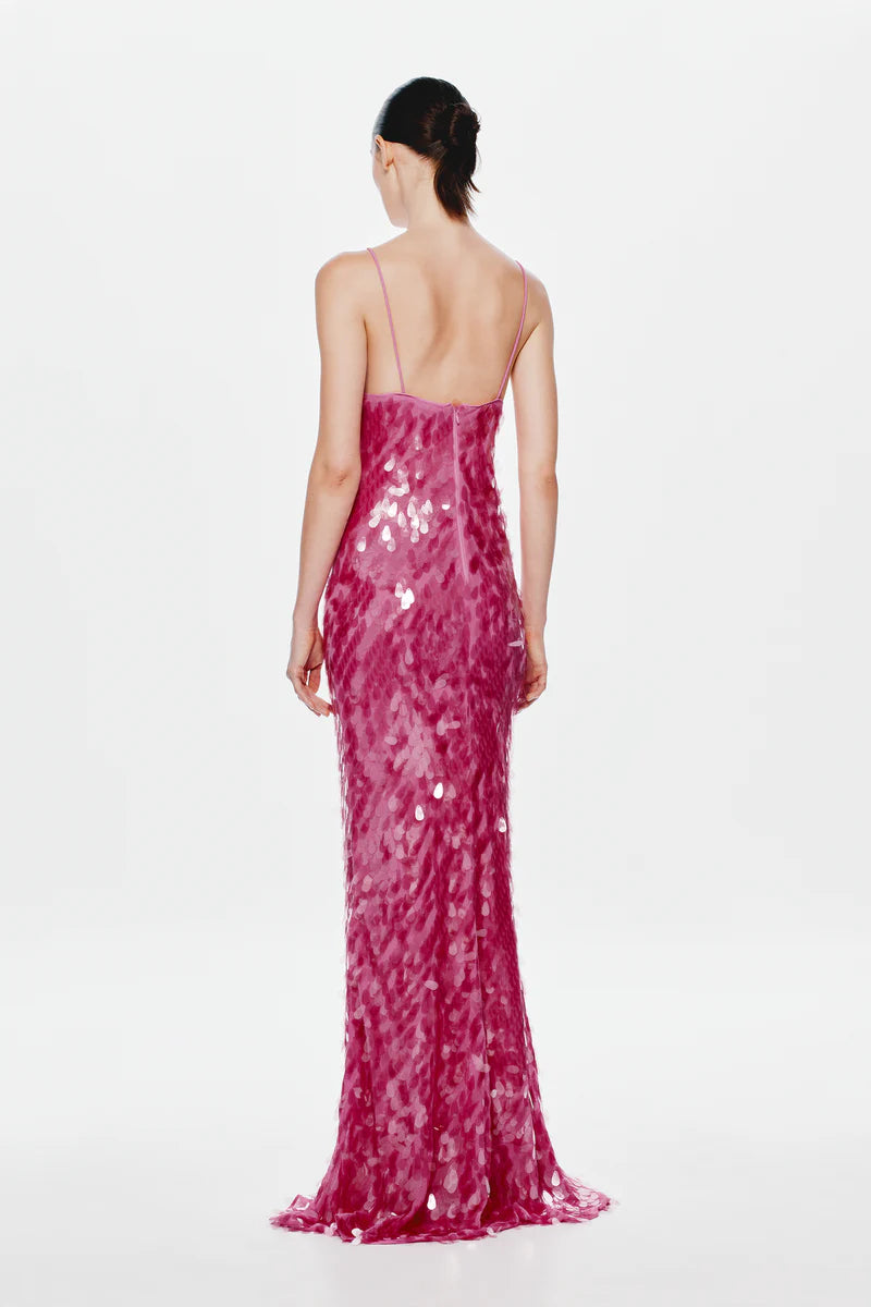 Misha Sapphire Sequin Dress in Fuschia