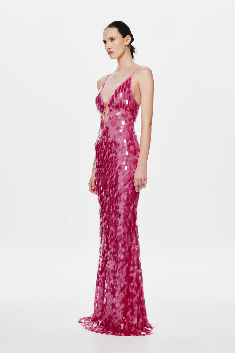 Misha Sapphire Sequin Dress in Fuschia