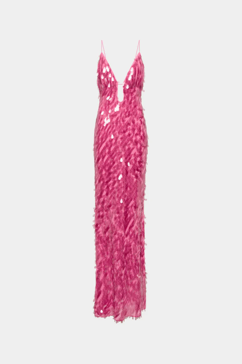 Misha Sapphire Sequin Dress in Fuschia