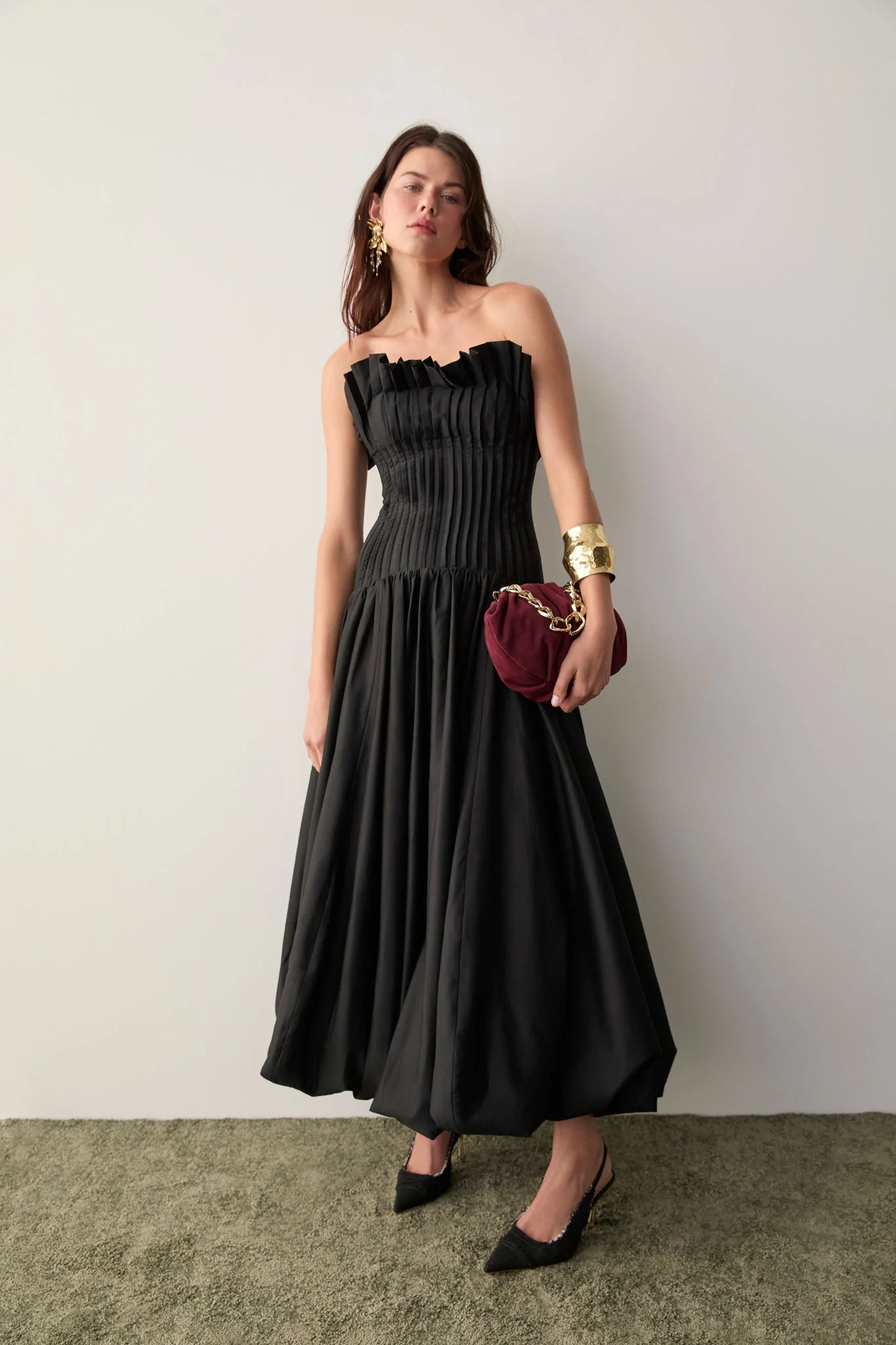 Aje Ivy Bubble Hem Gown