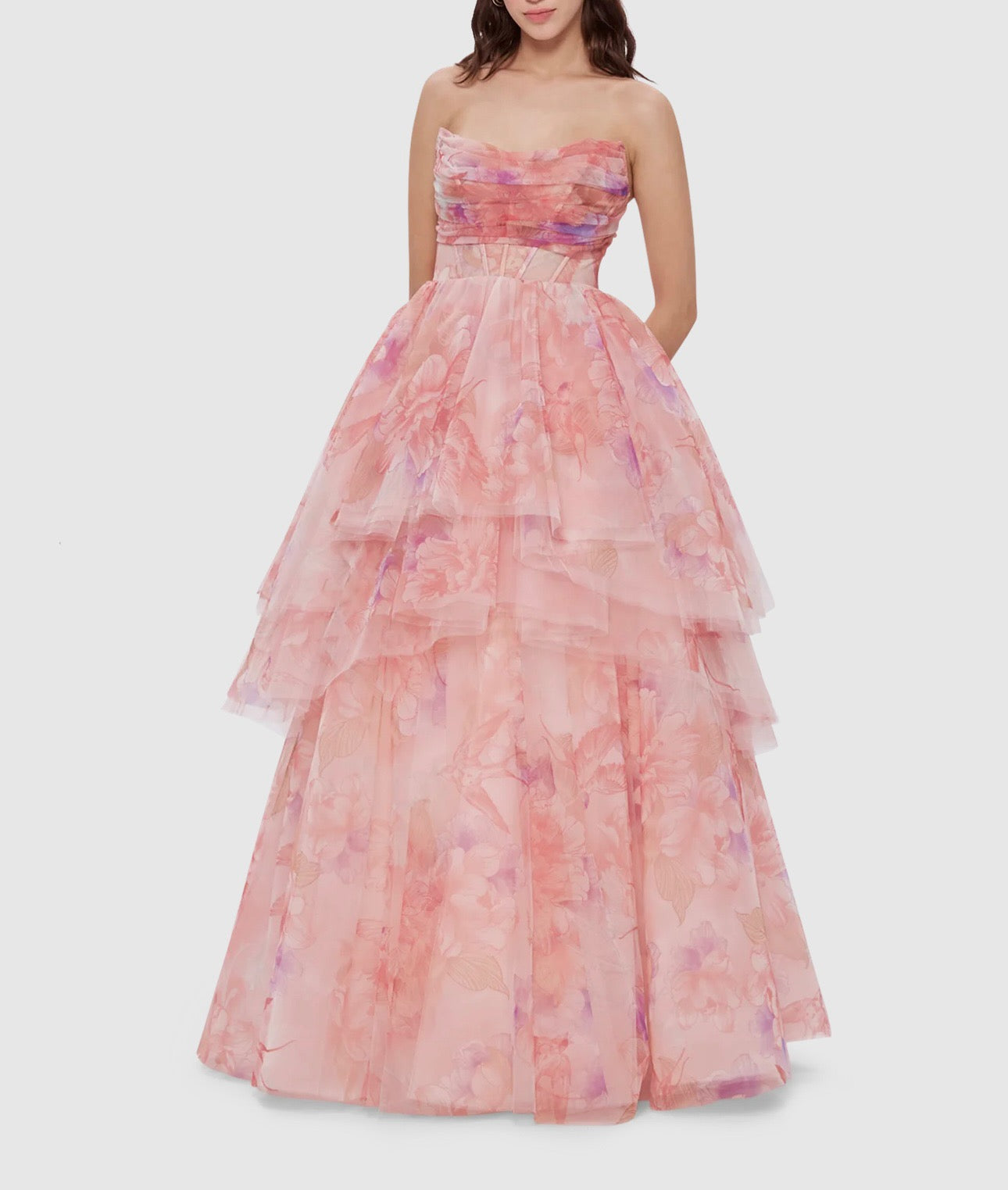 Leo Lin 'Josephine Tiered Gown' HONEY HIRE BOUTIQUE Leo Lin 'Josephine Tiered Gown' HONEY HIRE BOUTIQUE