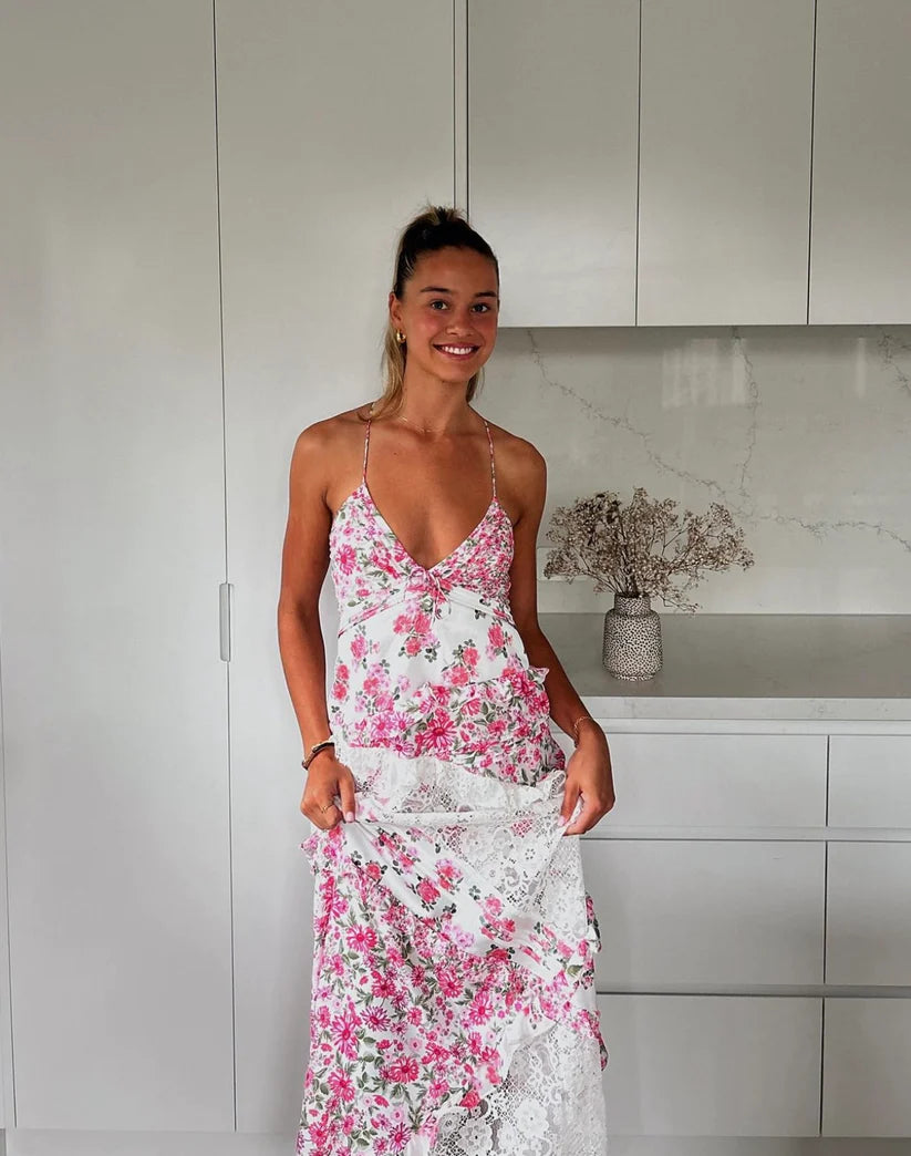 For Love & Lemons 'Rosalyn' Dress in Pink HONEY HIRE BOUTIQUE For Love & Lemons 'Rosalyn' Dress in Pink HONEY HIRE BOUTIQUE
