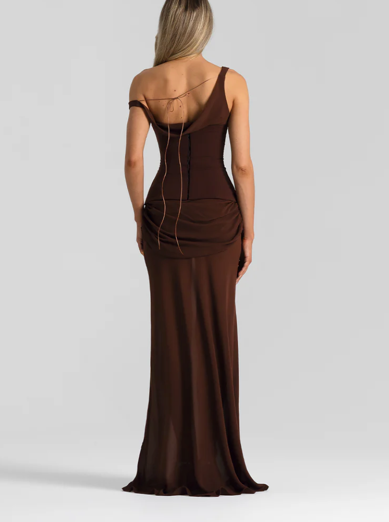 Natalie Rolt Cadence Gown in Espresso