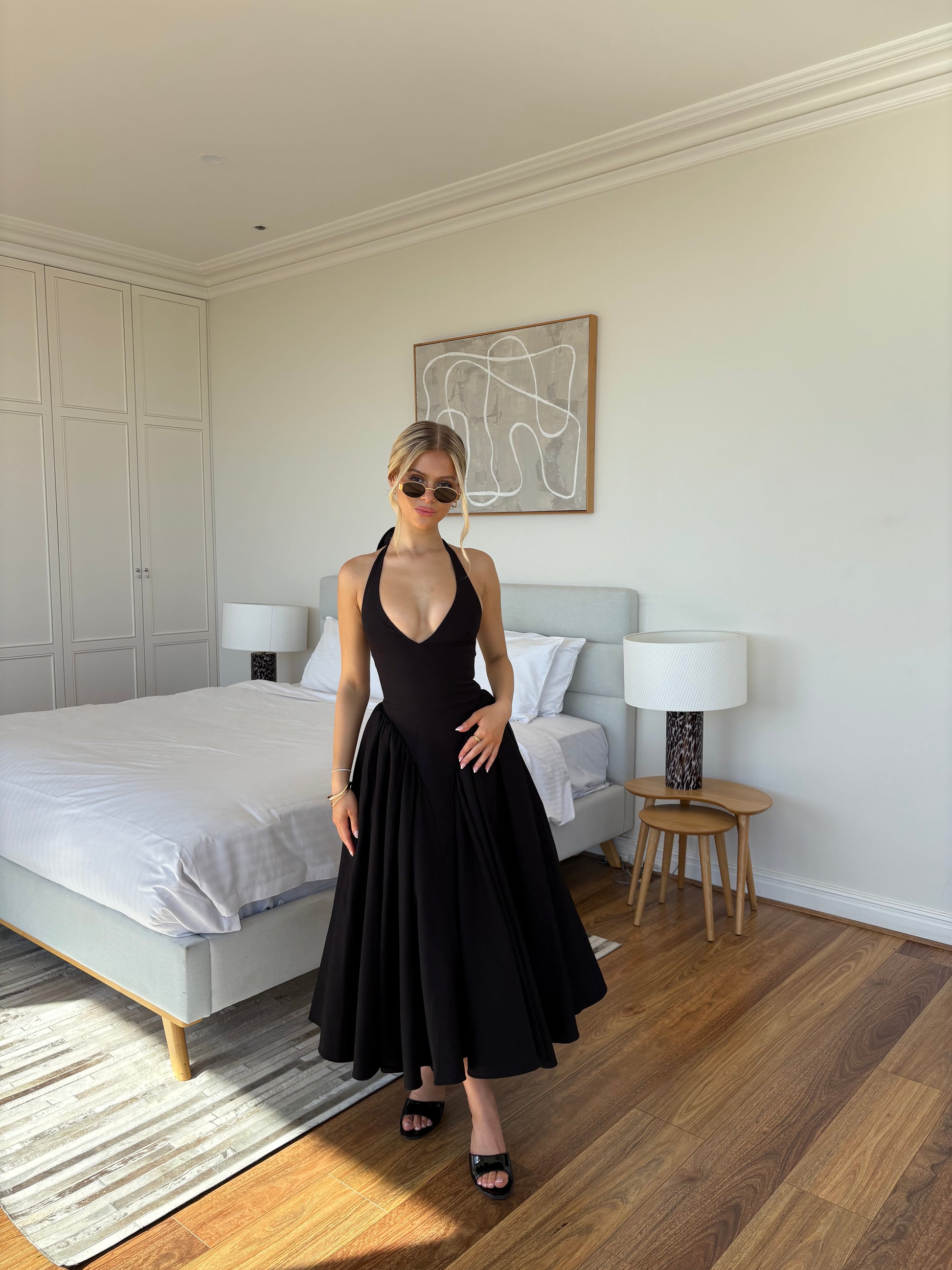 house cb black dress 'Lady' Black Strapless Midi Dress