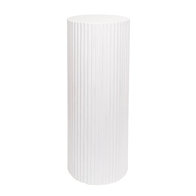 Round textured cake stand in gloss white