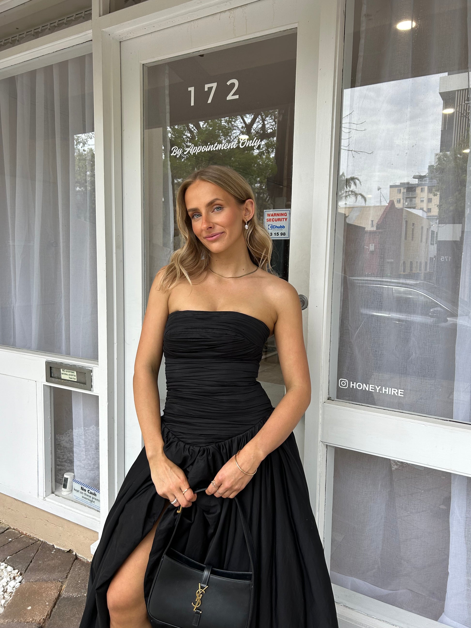 aje violette bubble hem maxi dress black Aje Violette Bubble Hem Gown in Black