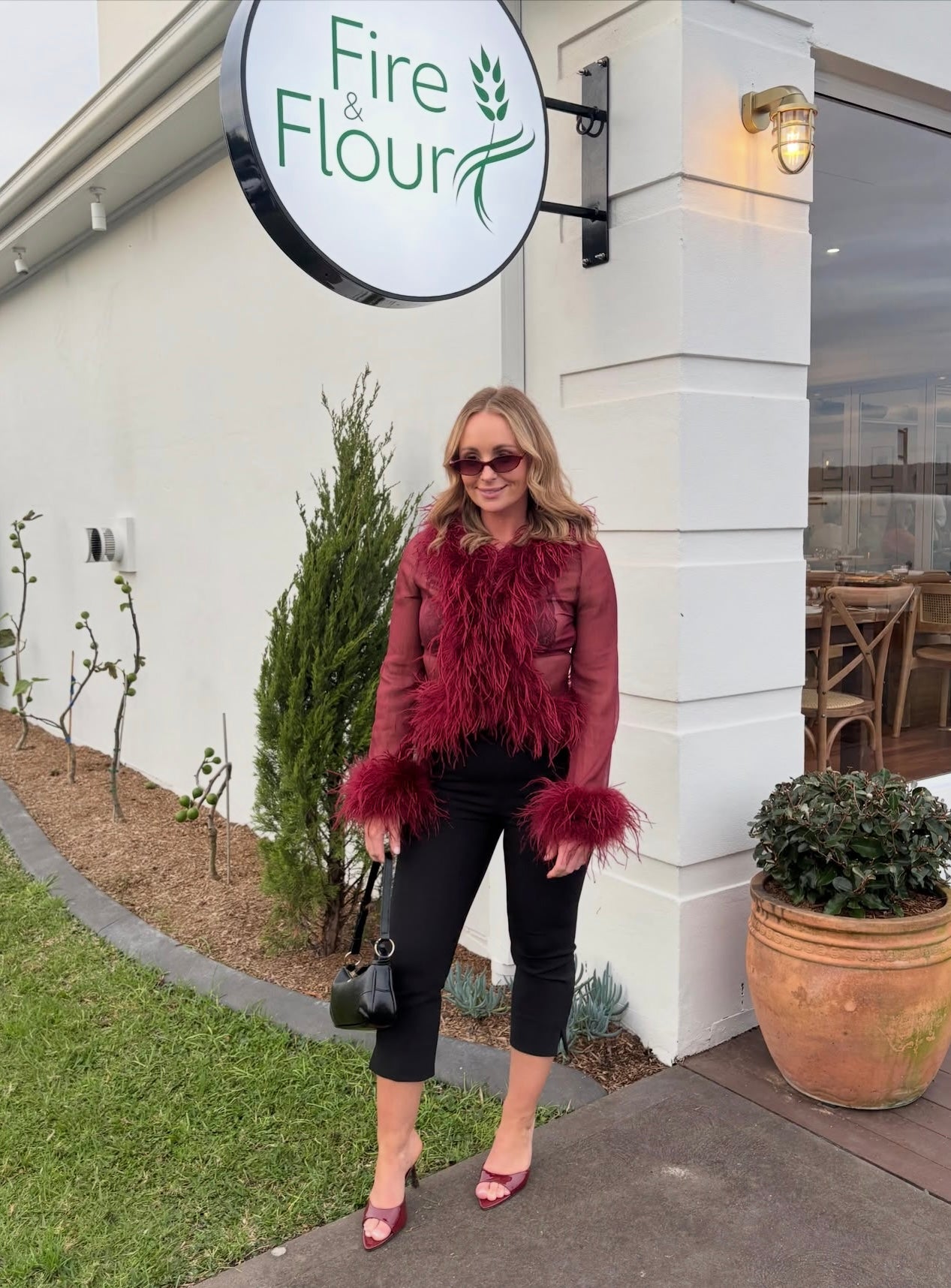 Bubish Luxe Gigi Feather Blouse - Cherry