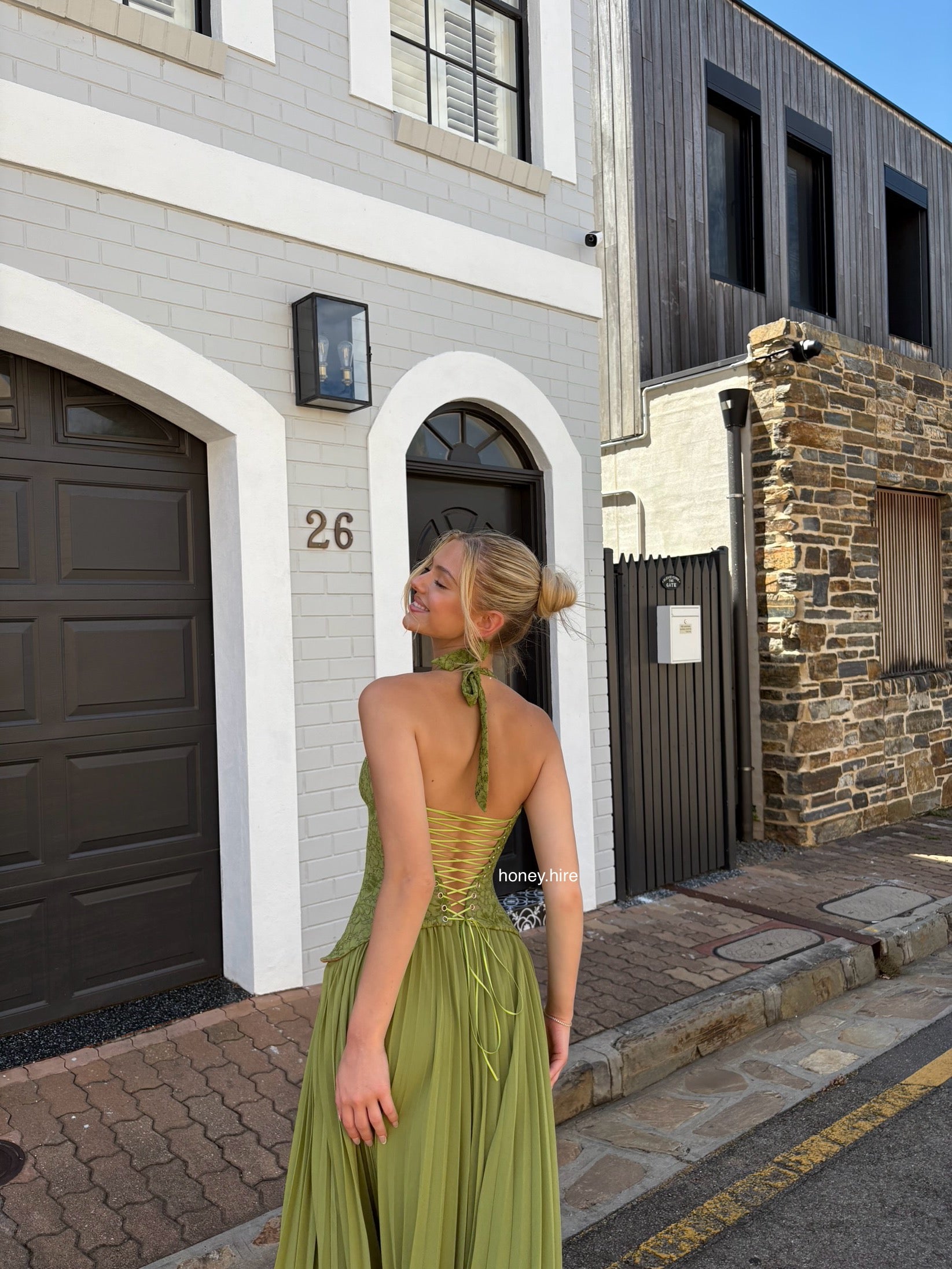 Fenity Gaia Gown in Green HONEY HIRE BOUTIQUE Fenity Gaia Gown in Green HONEY HIRE BOUTIQUE
