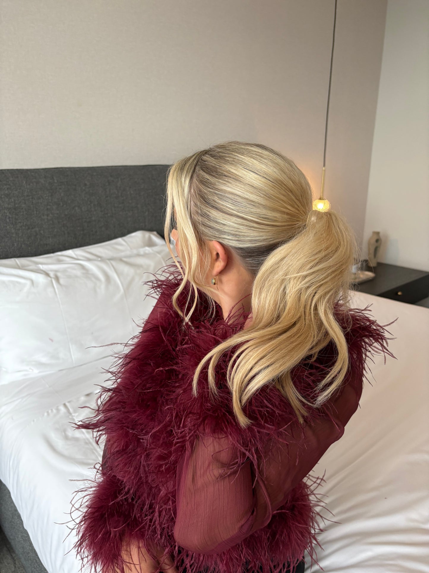 Bubish Luxe Gigi Feather Blouse - Cherry