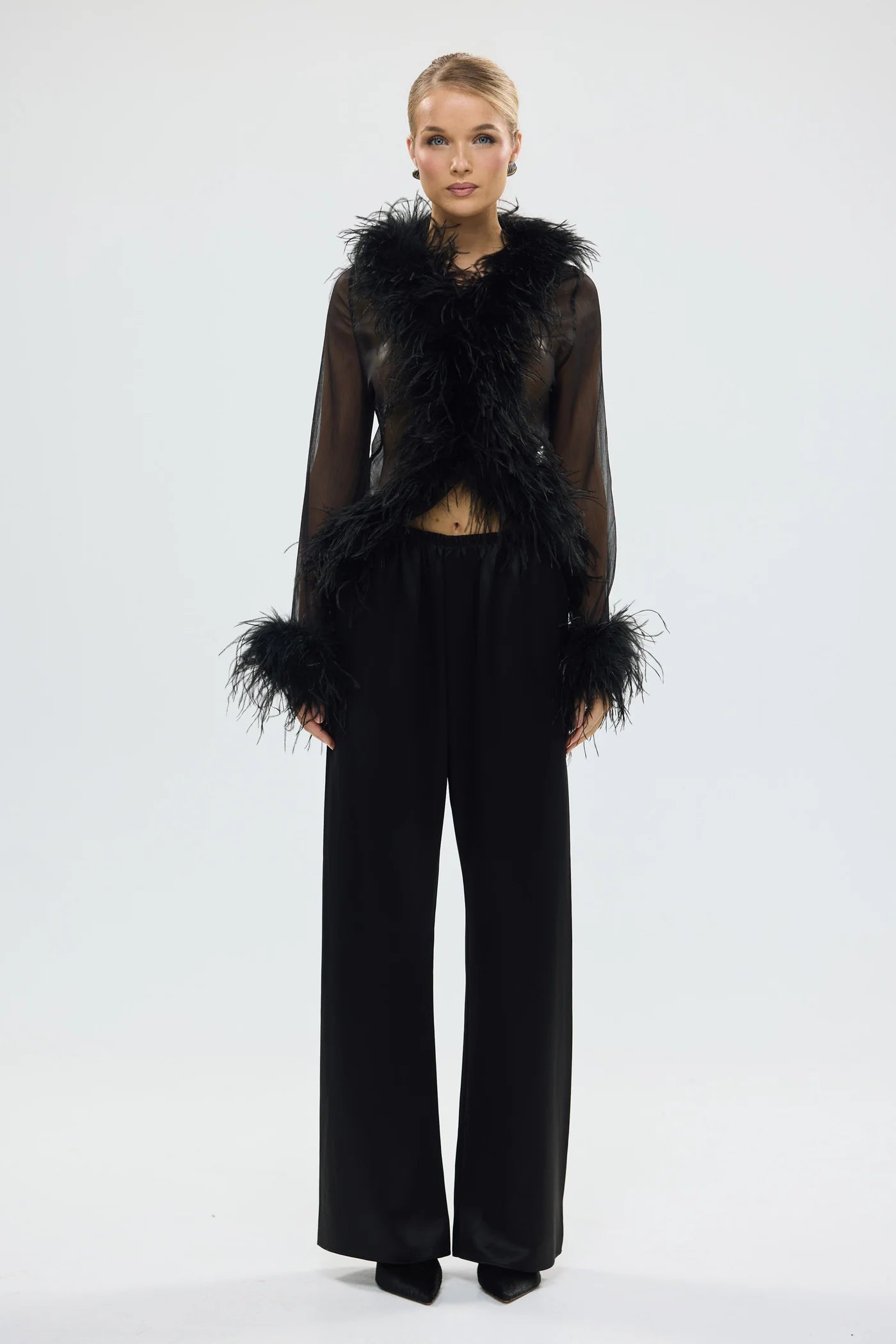 Bubish Luxe Gigi Feather Blouse - Black