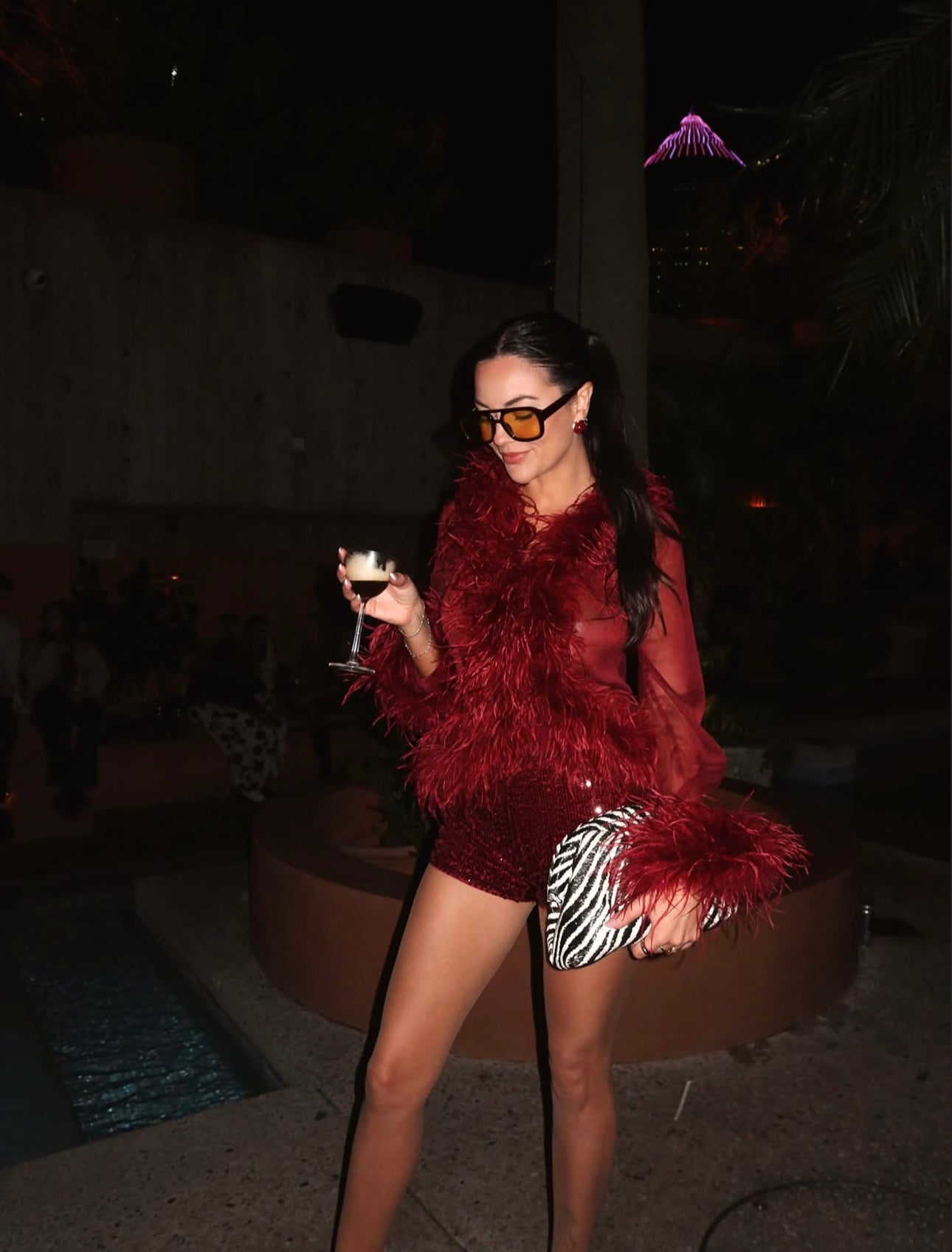 Bubish Luxe Gigi Feather Blouse - Cherry