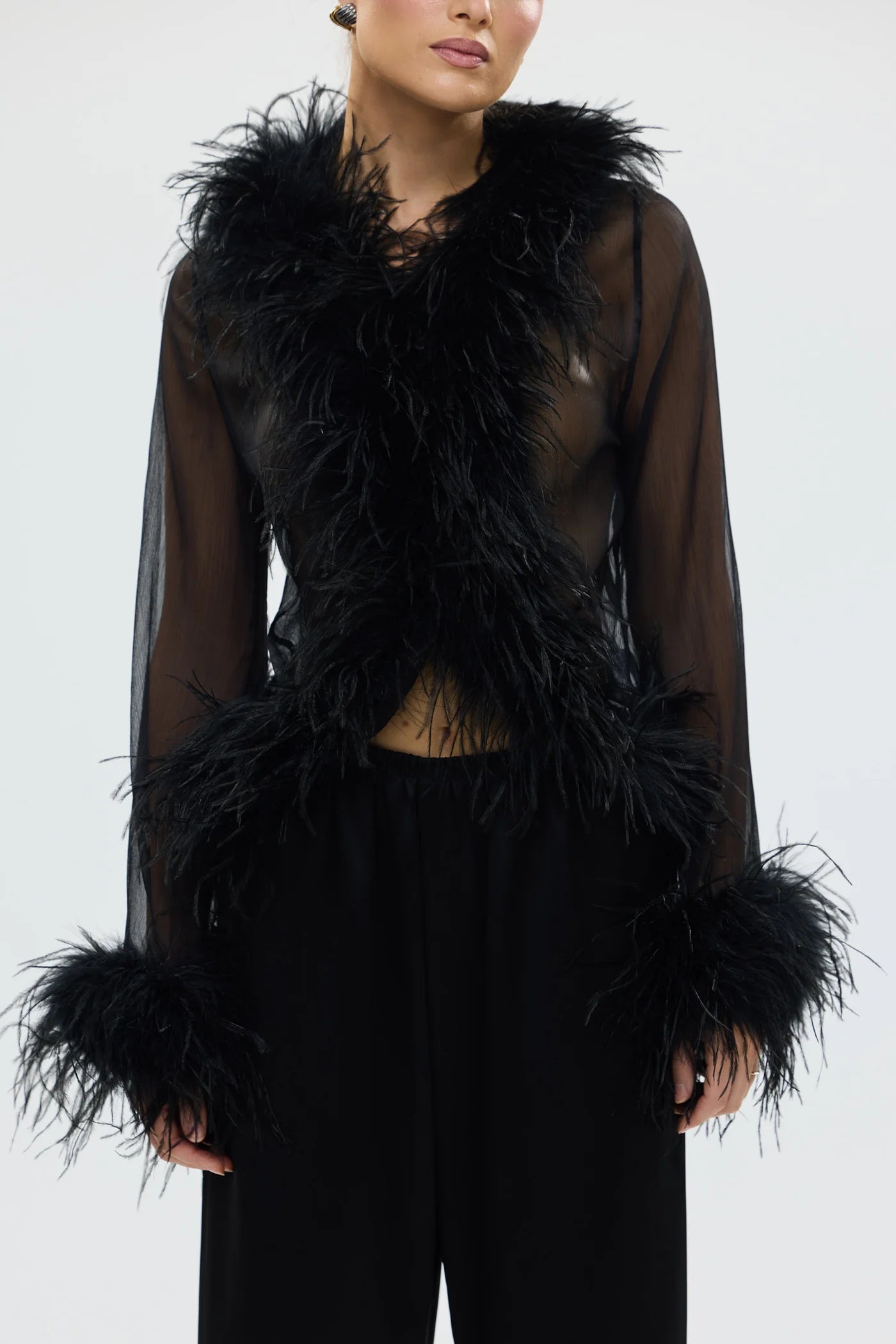 Bubish Luxe Gigi Feather Blouse - Black