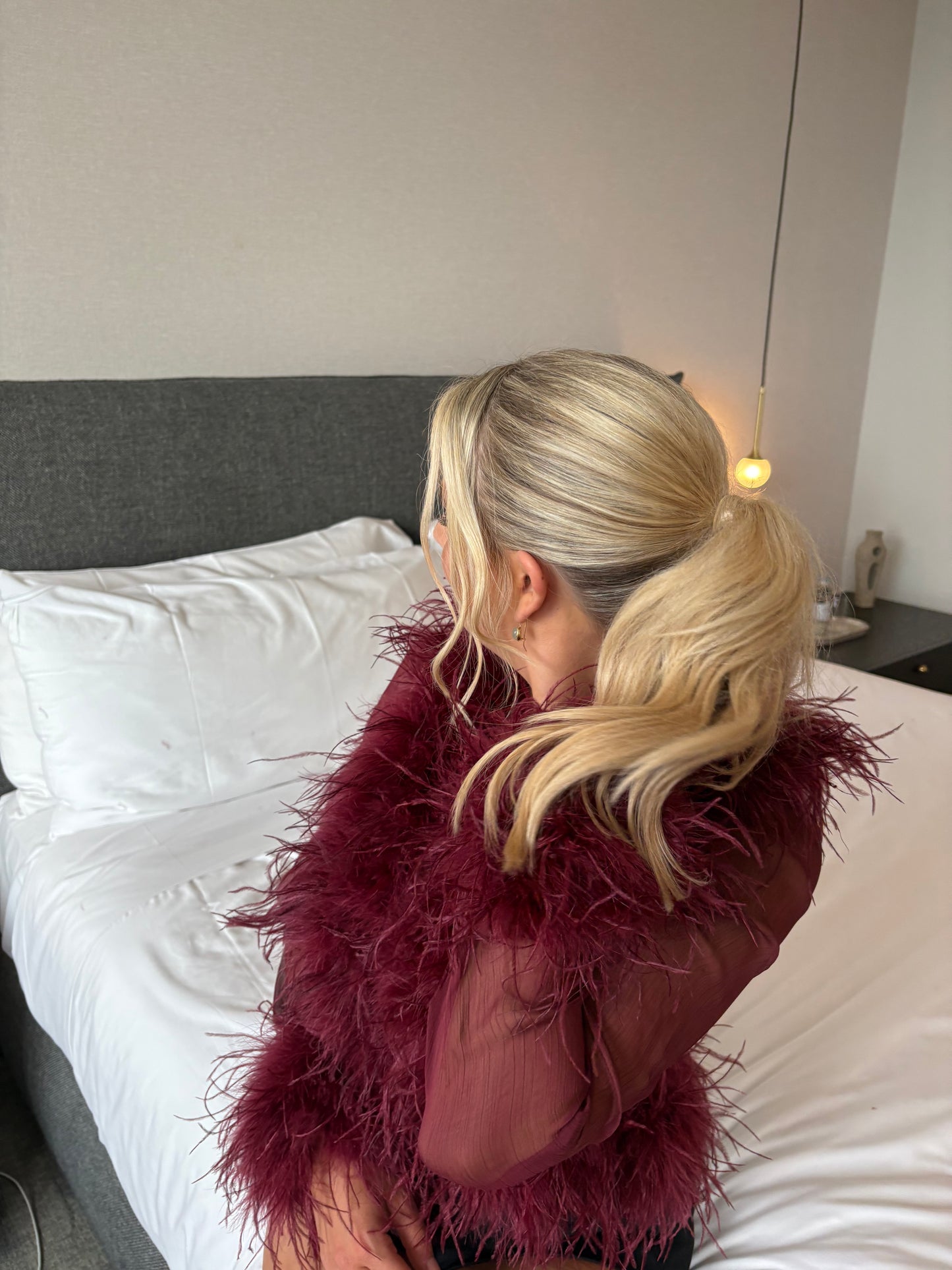 Bubish Luxe Gigi Feather Blouse - Cherry
