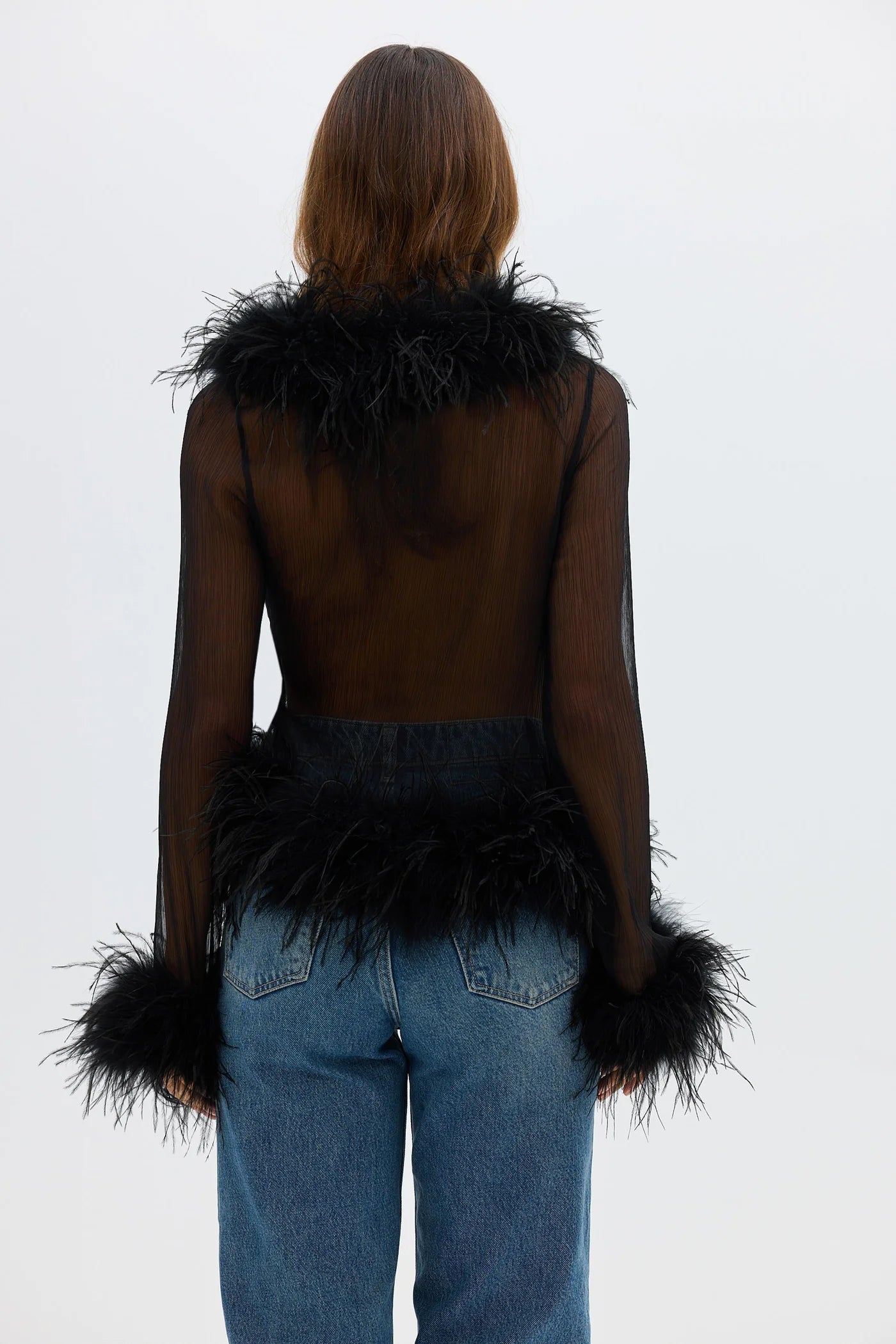 Bubish Luxe Gigi Feather Blouse - Black
