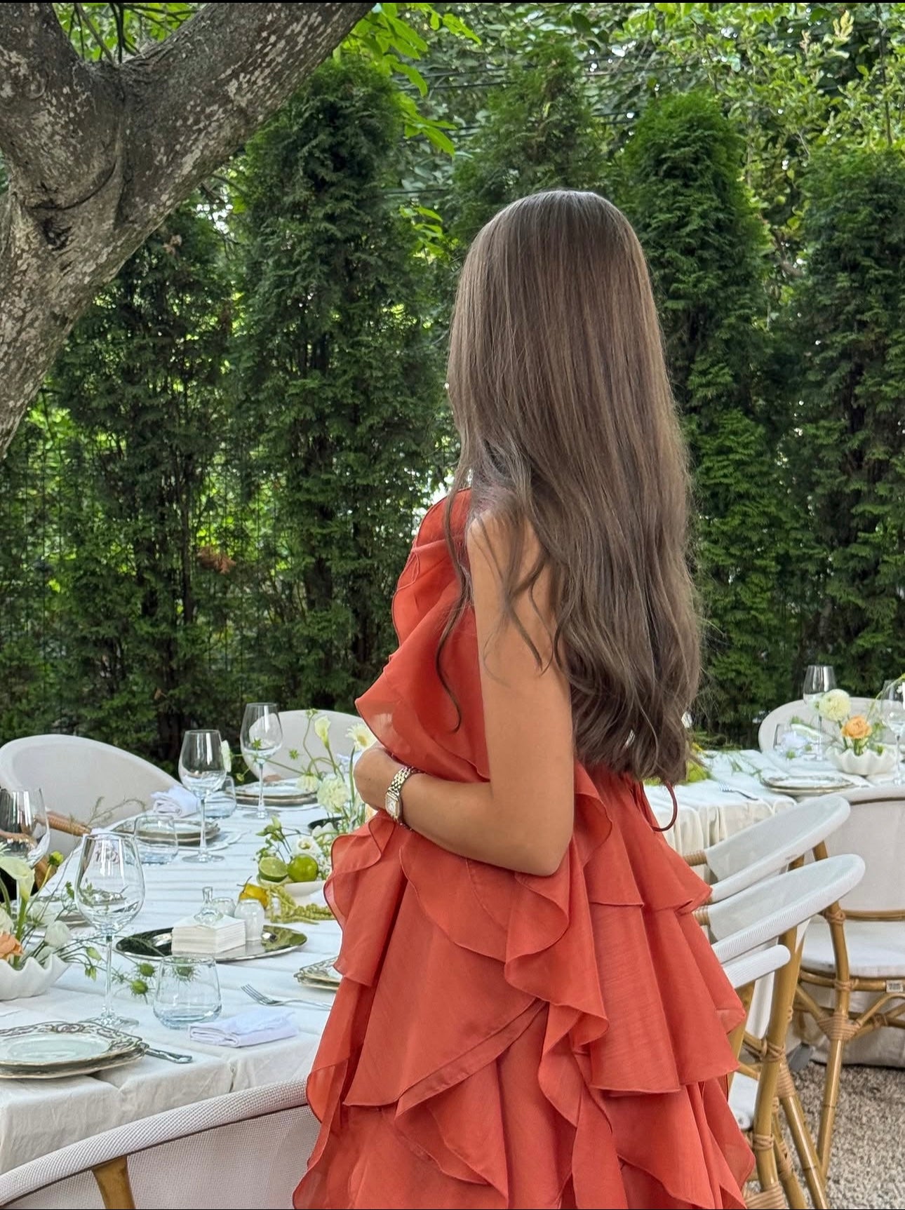 Aje Pandorea Layered Maxi Dress in Burnt Orange