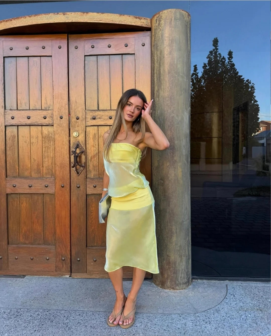 Mode Mischief Melt Panel Dress in Limoncello
