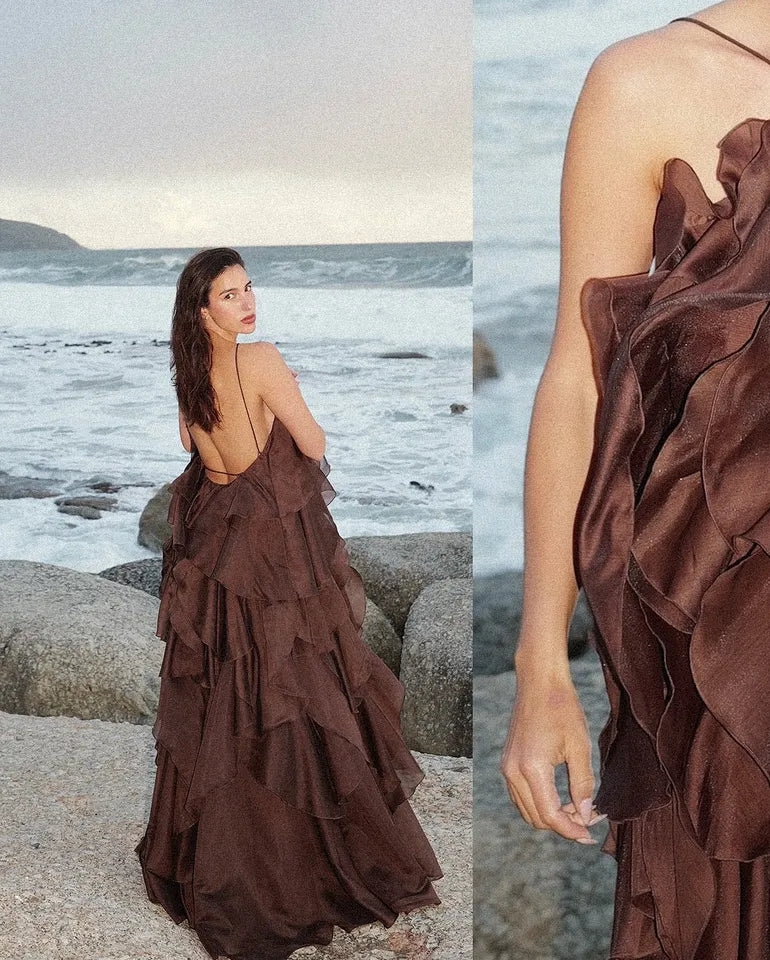 【AJE】ブラウンレイヤードマキシフリルPandorea Layered Dress Pandorea Layered Maxi Dress | Carob | Aje – Aje ROW
