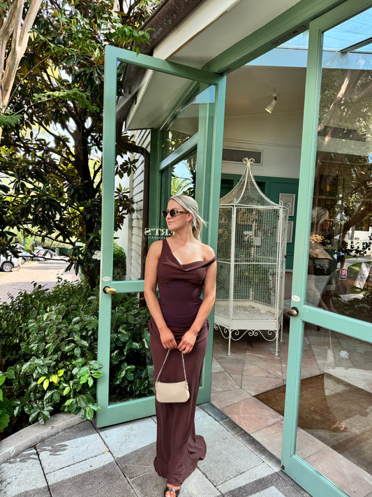 Natalie Rolt Cadence Gown in Espresso