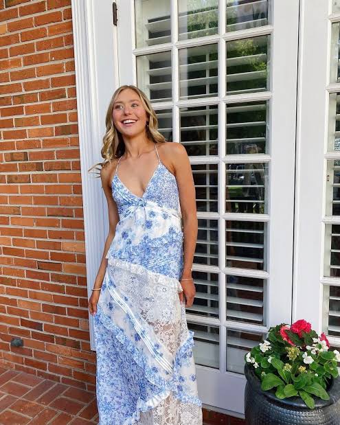For Love & Lemons ‘Rosalyn’ Dress in Blue