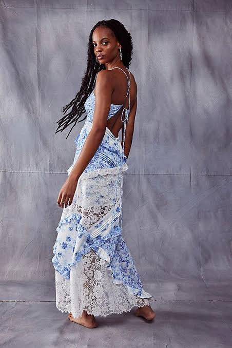 For Love & Lemons ‘Rosalyn’ Dress in Blue