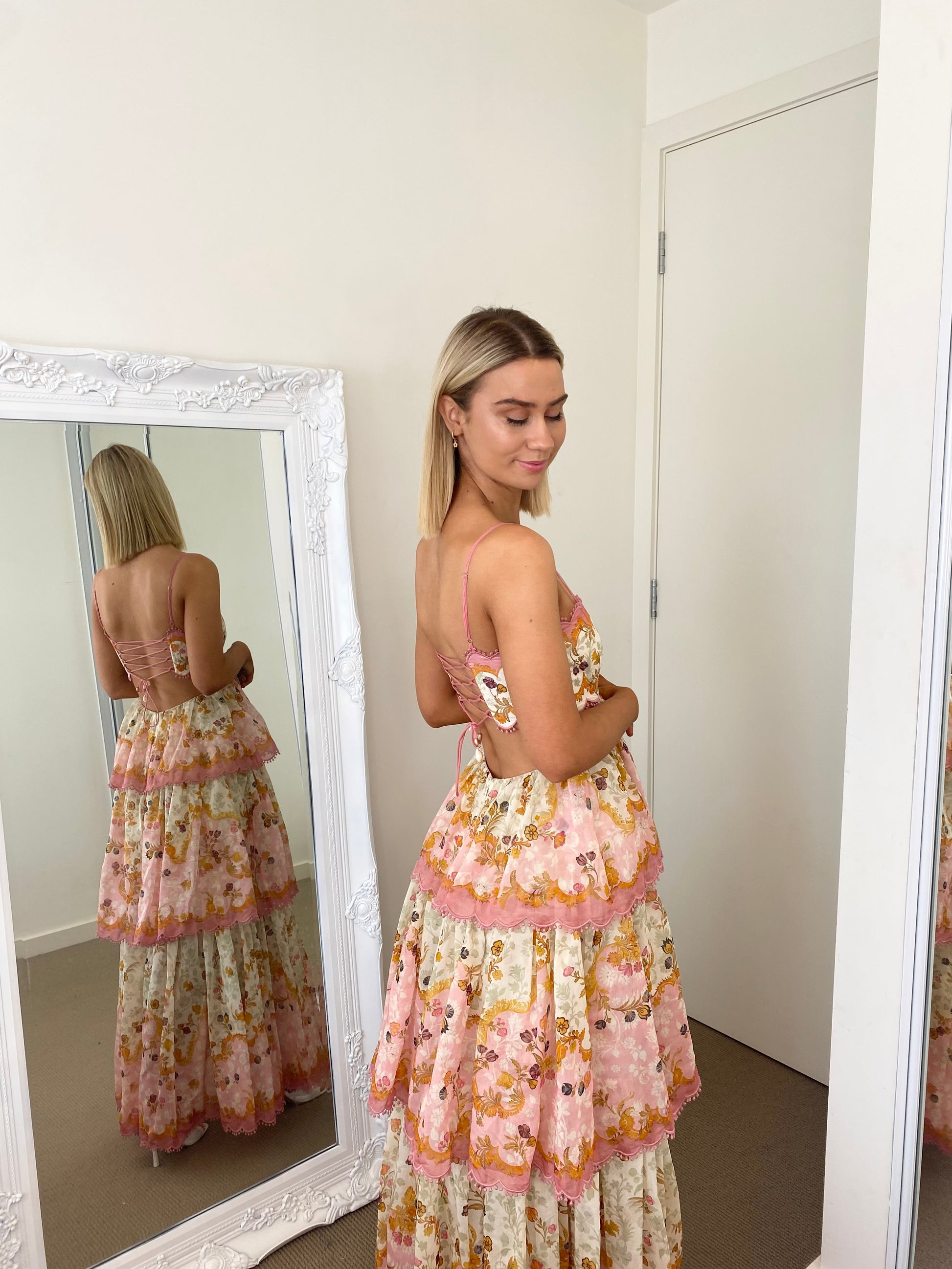 zimmermann laurel tiered open-back maxi dress dupe Zimmermann Laurel Tiered Dress Amazon