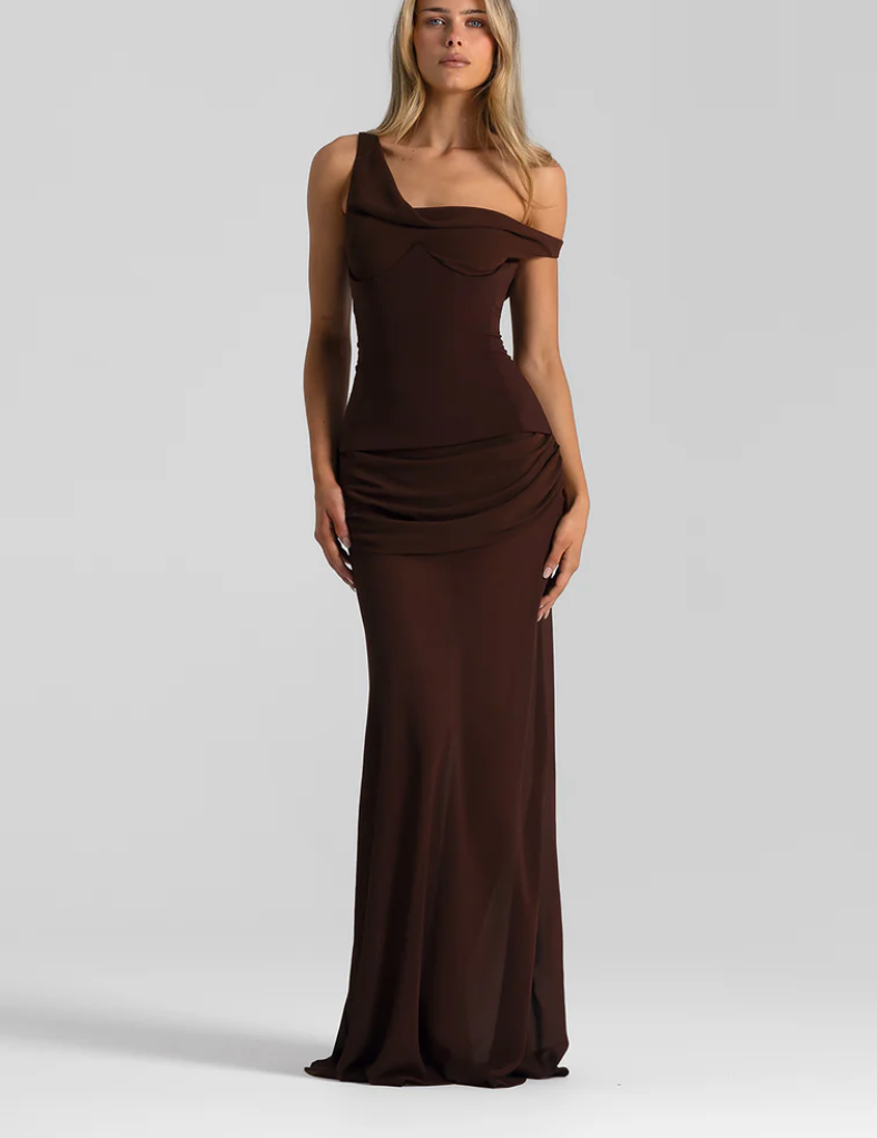 Natalie Rolt Cadence Gown in Espresso
